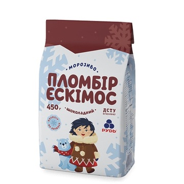 Морозиво пломбір "Ескімос" шоколадний, 450г