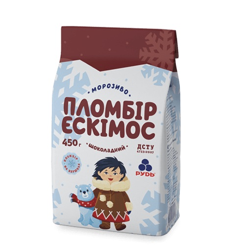 Морозиво пломбір "Ескімос" шоколадний, 450г